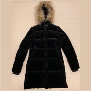 Parajumpers Fur Trimmed Black Velvet Down Parka